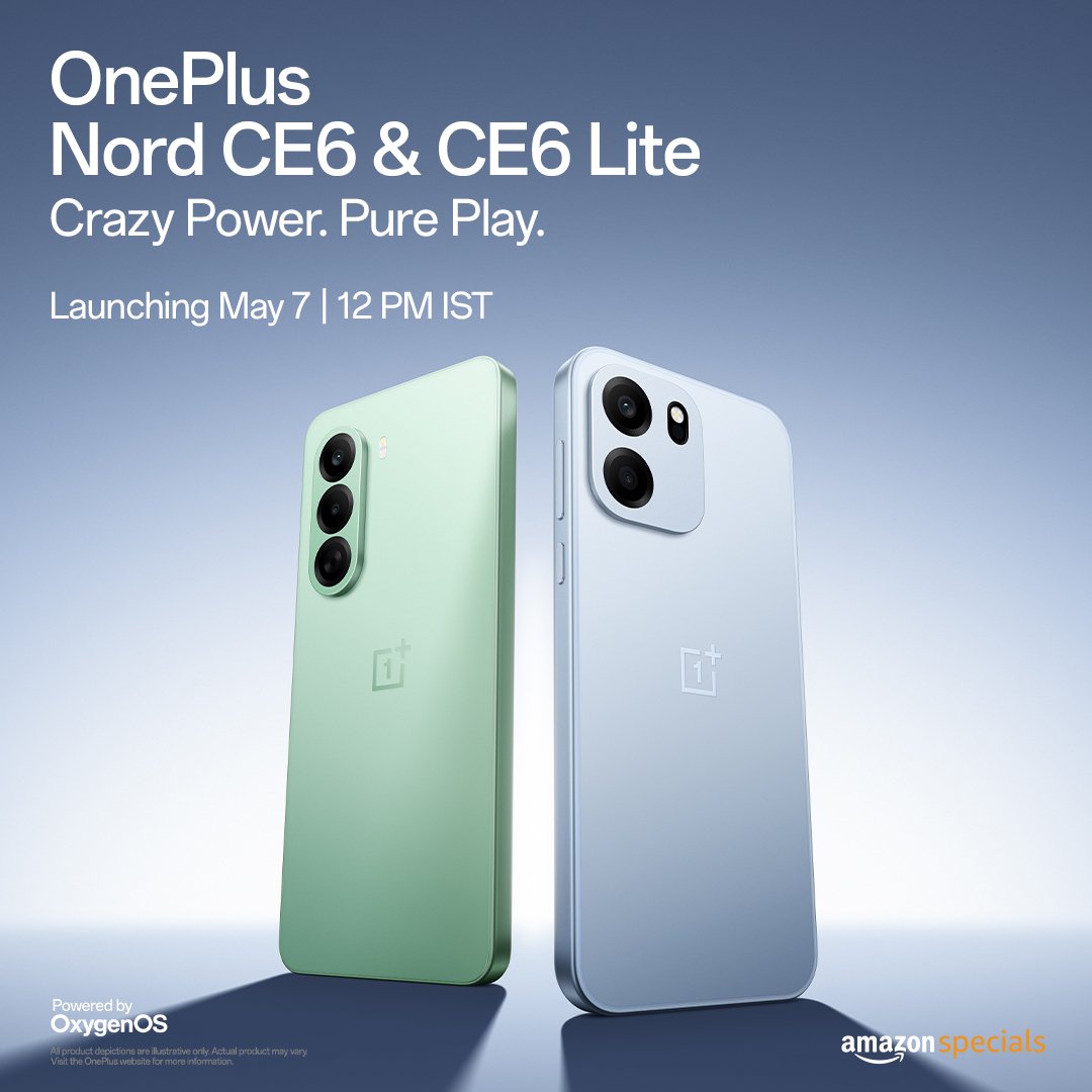 globe_the_03's tweet image. OnePlus Nord CE 6 aur Nord CE 6 Lite 7 May ko India launch!

- Nord CE 6: 144Hz 1.5K AMOLED, Snapdragon 7-series, 8000mAh, IP69 rating

- Nord CE 6 Lite: 144Hz display, Dimensity 7400 Apex, 7000mAh battery

#OnePlusNordCE6
#OnePlusIndia