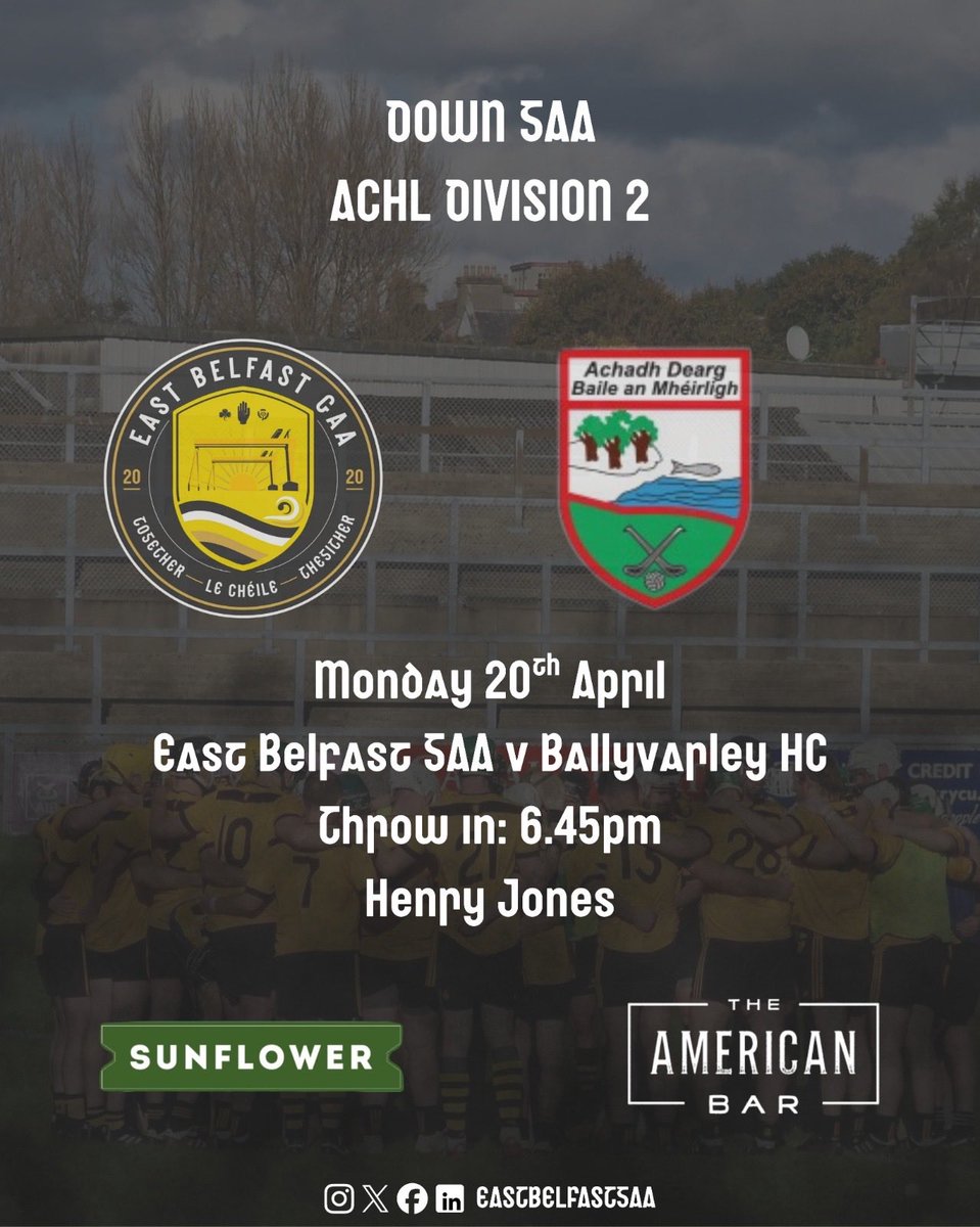 EastBelfastGAA's tweet image. Our Senior Hurlers are back in action tonight, where they welcome Ballyvarley HC to Henry Jones! With throw in at 6.45pm ⚫️🟡

Interested in sponsoring a match ball for our Hurlers this season? Visit our Klubfunder for more information! 

 #Together #LeChéile #Thegither #سويا