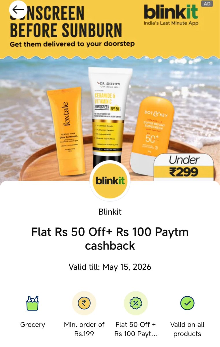 wasimanwar76's tweet image. @Paytm  @letsblinkit 
I availed the Blinkit offer (₹50 off + ₹100 cashback) and made a payment of ₹227, but it’s been more than 15 days and the ₹100 cashback is still not credited.

Transaction Ref No: 300156044552
Please look into this and resolve ASAP. 
#Paytm #Blinkit