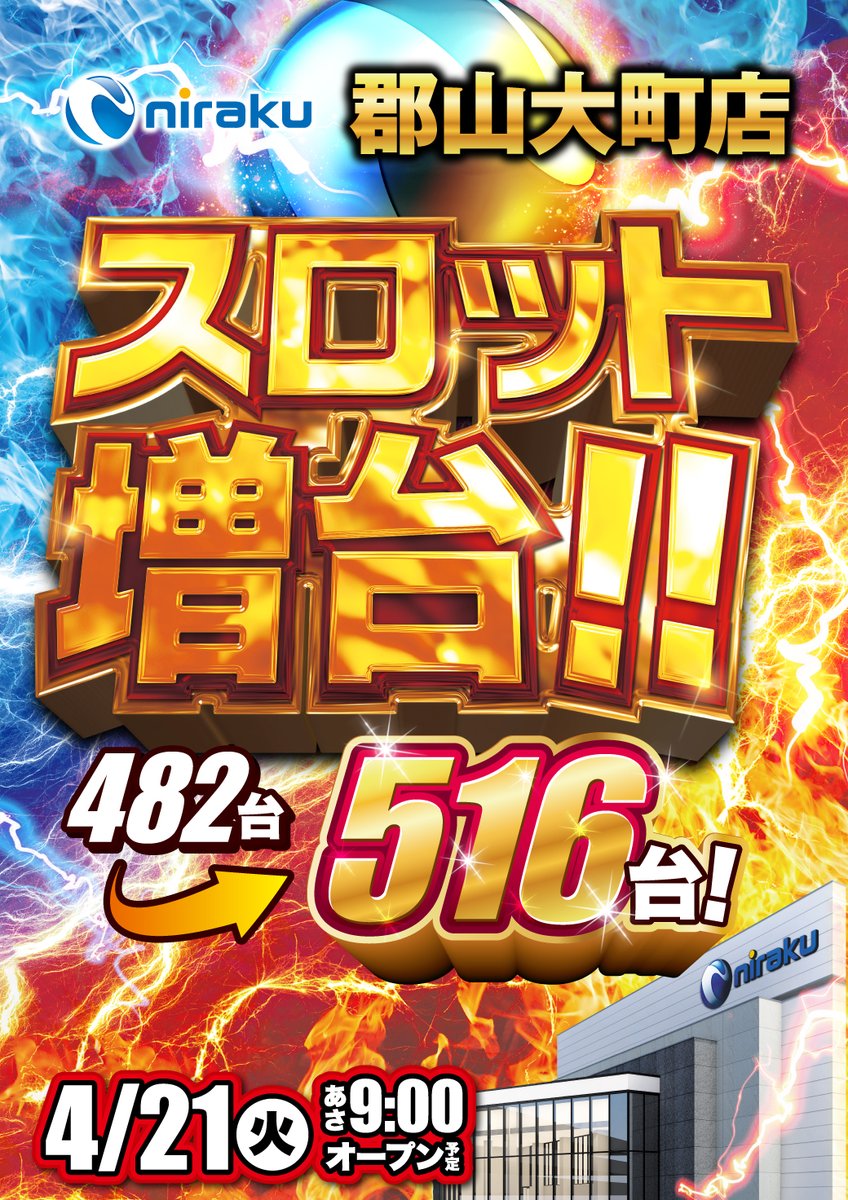 🥳じゃじゃじゃじゃーん📢 ワクワク盛り沢山でご案内 1⃣スロット増台