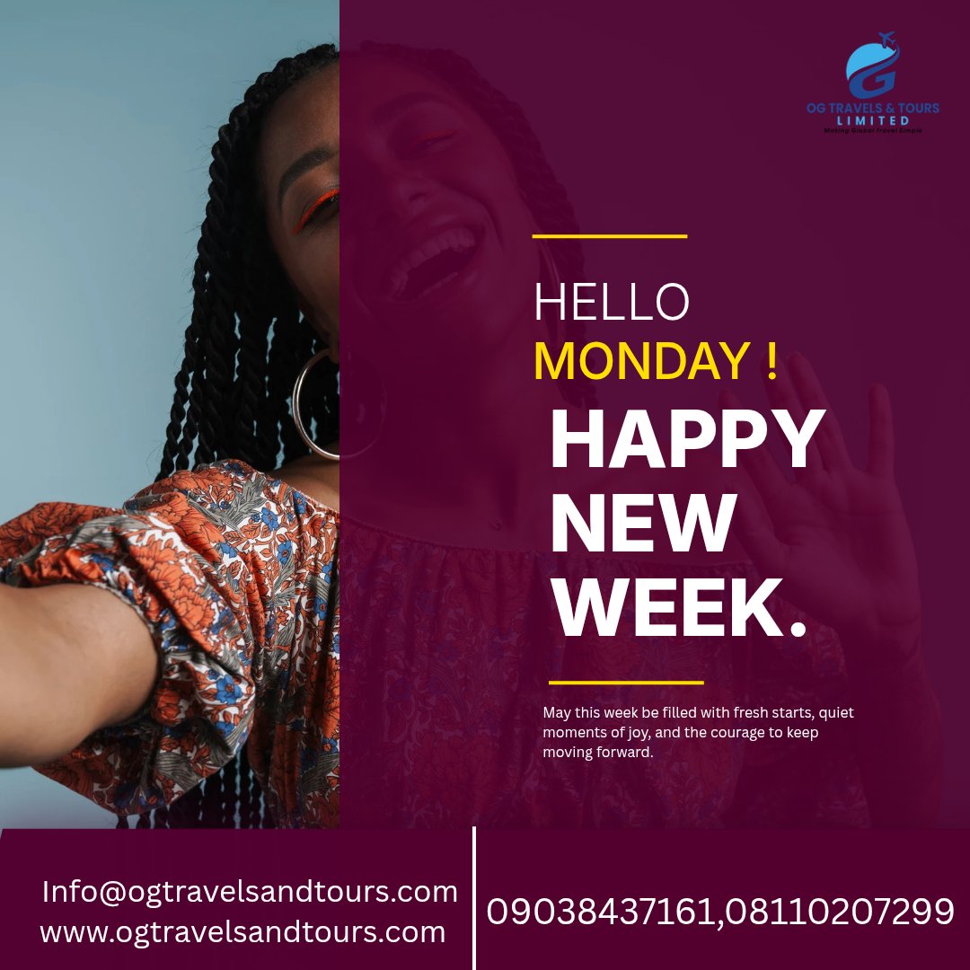 ogtravelsltd's tweet photo. Another week is upon us
New places to explore,new memories to create.
Where are we heading next? https://t.co/tIvM3WWPsw