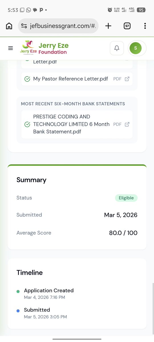I will never believe in anything called Grant in Nigeria Again. As of last week I logged in to check my Jerry Eze foundation business grant status, I saw eligible with a score of 80/100. I logged in today again to check and I saw unsuccessful 😭 This is so Sad!