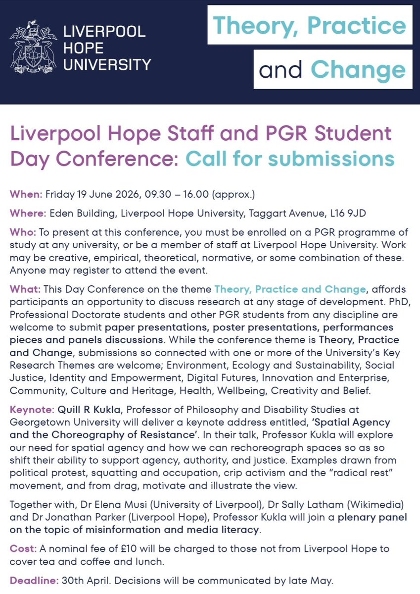OMEP_UK's tweet image. Please note: the QR codes for this event have been updated. 

#conference #studentconference #postgraduateresearch #callforsubmissions
