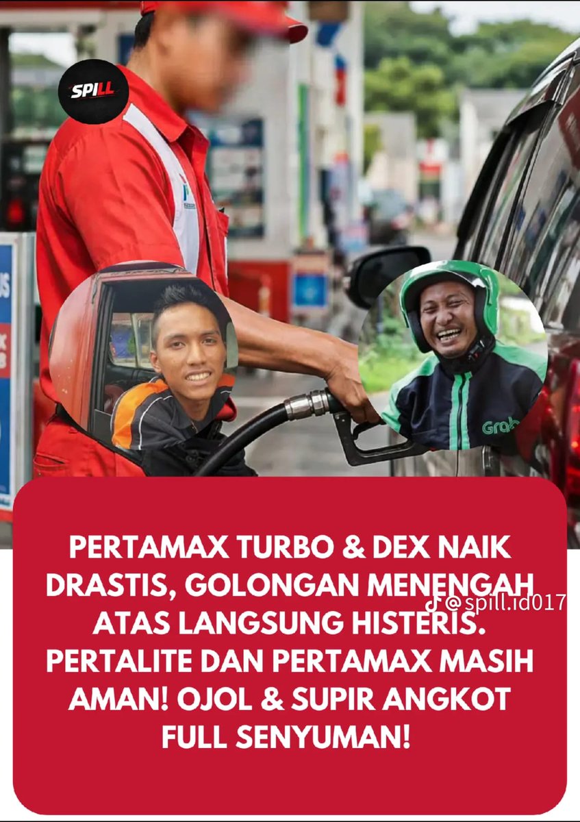 GPemerinta86533's tweet image. Harga naik, senyum tetap jalan Realita beda tiap golongan ada yang teriak, ada yang tetap gas cari cuan.Yang penting tetap bertahan, tetap bergerak, dan tetap kuat di tengah kondisi apa pun
#BBMNaik #PertamaxTurbo #Dex #Pertalite #EkonomiIndonesia