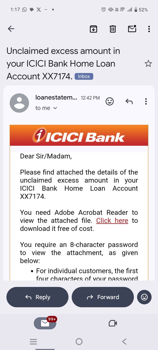09Gaurav_'s tweet photo. @ICICIBank - I am receiving below emails and I feel this is part of scam..as I don't have any home loan account, request you to please check and take appropriate action on such account and emails. https://t.co/rJZUApbm6G