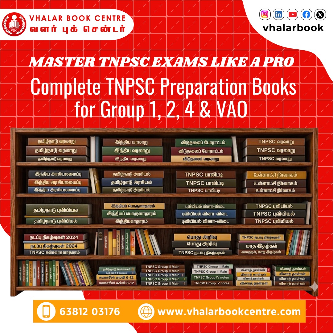 vhalarbook's tweet image. Stop guessing. Start preparing SMART.

Top scorers follow ONE structured system:
✔ Complete syllabus coverage
✔ Concept clarity
✔ PYQs + revision

🌐 vhalarbookcentre.com
📞 63812 03176

#TNPSC #GovtJobs #StudySmart #ExamPrep