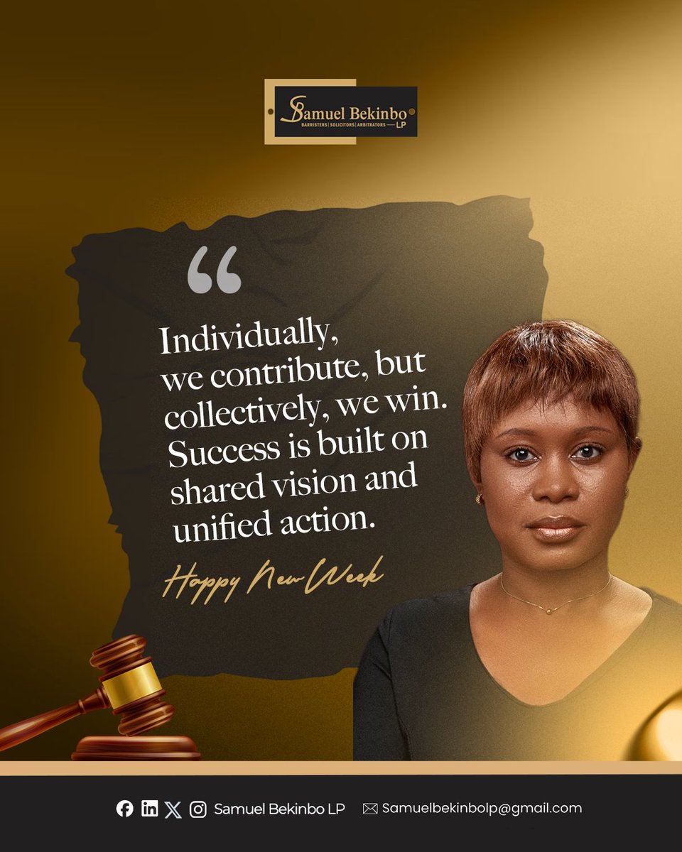 Samuelbekinbolp's tweet photo. Unity in action, Excellence in results...

#TeamWork
#LegalPractice
#TeamSBLP
#ExcellenceInService https://t.co/4EAdm5uUe1