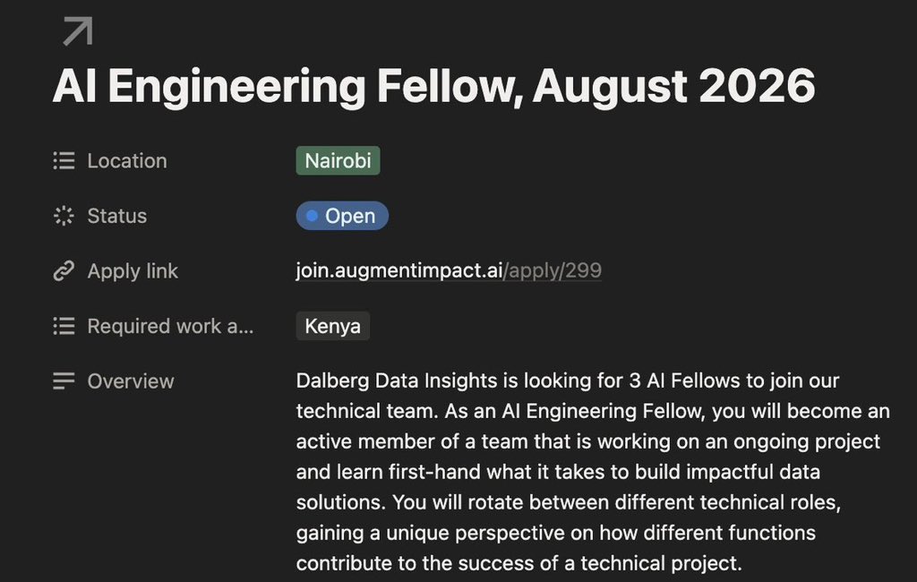 AI Fellowship – Dalberg Data Insights

A 6-month hybrid fellowship designed to help you grow across data science, data engineering, and GenAI while working on real-world projects.

What stands out:
 • Hands-on experience with real data solutions
 • Rotation across multiple