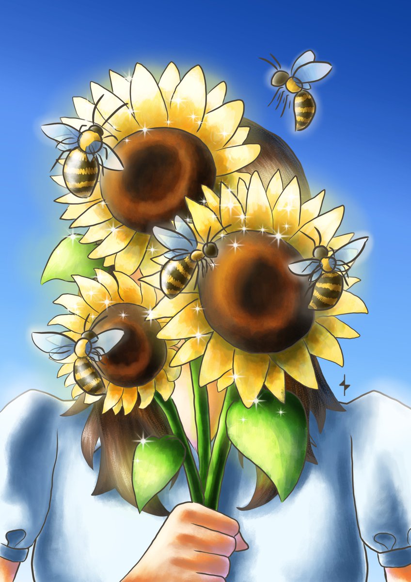 dpxqrt's tweet image. SunFlowas 🌻

Beautiful girl covering her face with sunflowers when bees coming

This Artwork will be participating in the Vgen Monthly Challenge.

Hope you guys like it 👍
#digitalart #vgen #sunflower #bee #originalcharacter