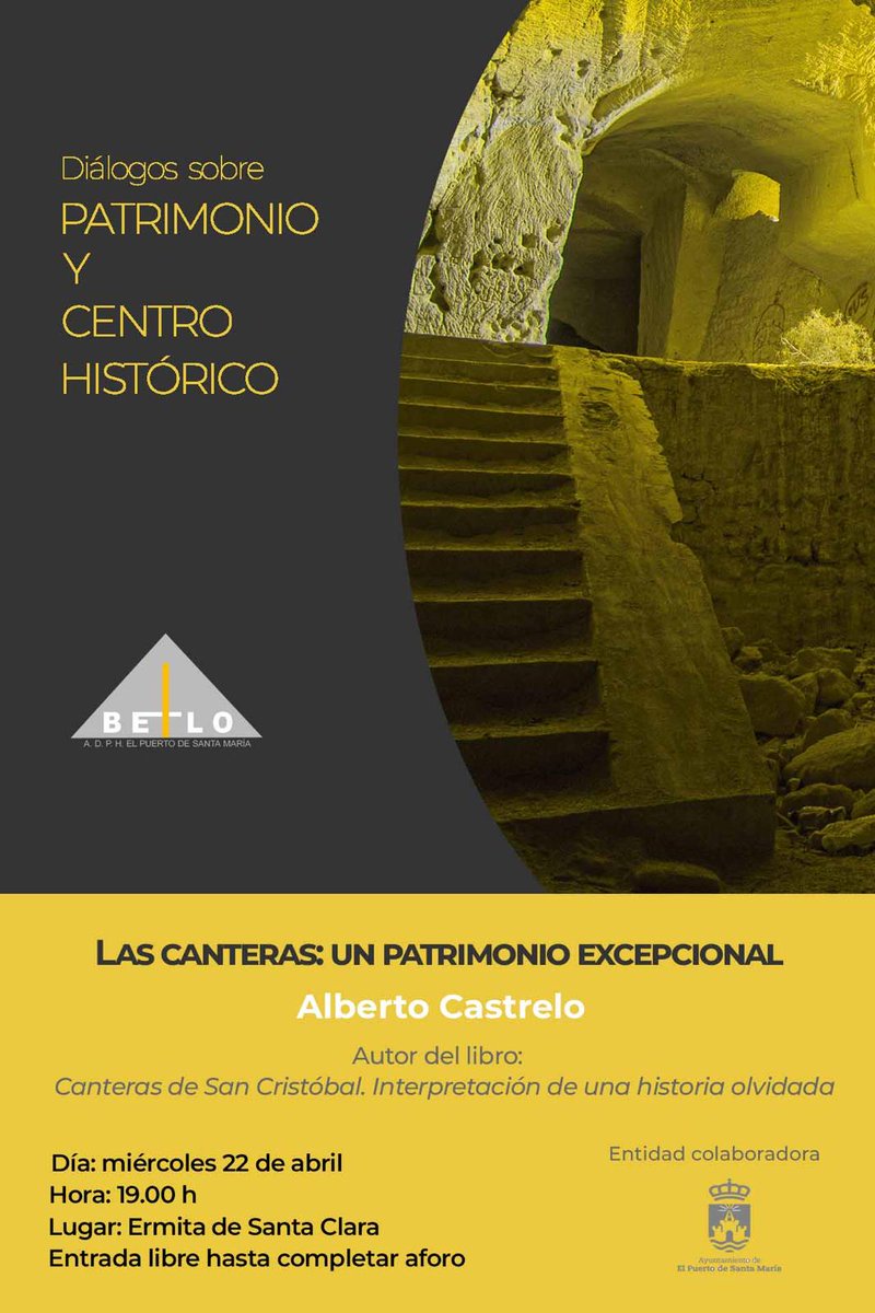 FUPIA1's tweet photo. En el marco del ciclo “Diálogos Patrimonio-Centro Histórico”, la asociación Betilo continúa su labor de divulgación y defensa de las Canteras de la Sierra de San Cristóbal. Próxima cita
📅Miérc 22/04, 19:00 hrs.
📍 𝗘𝗿𝗺𝗶𝘁𝗮 𝗱𝗲 𝗦𝗮𝗻𝘁𝗮 𝗖𝗹𝗮𝗿𝗮 (El Puerto de Sta María) https://t.co/cPVffM9CAW
