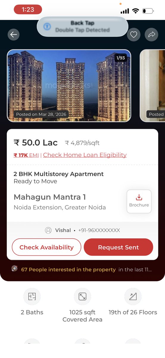 harleen60's tweet photo. Not just one each property owner i contacted is saying the same thing for example you can check the before screenshot and this one is saying i listed this property few years before and now its cost is 80 lakh and see the number i contacted your customer case dpt and they are decl https://t.co/QHg0KghG5D