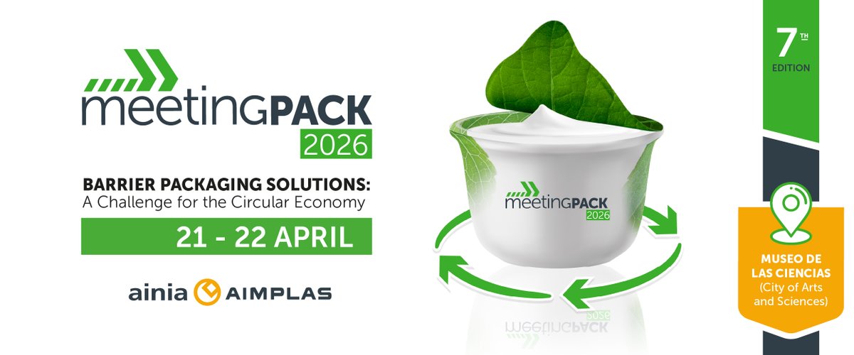 Packnet_'s tweet image. 📍 Desde Packnet estaremos presentes en #MeetingPack2026, el evento de referencia sobre materiales y envases barrera, que arranca mañana en València.

Organizado por nuestros socios @aimplas y @ainiatecnologia 

🌐 Más info: meetingpack.com

#PacknetParticipa