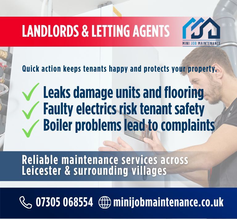 MiniJobMaintain's tweet photo. Landlords and letting agents, small issues cost more when left.

• Leaks damage units
• Faulty electrics risk safety
• Boiler issues lead to complaints

Act early. Protect your property. Keep tenants happy.

Call or text 07305 068554
https://t.co/fe3R3mggu0

#LandlordSupport https://t.co/YjkPFdhond
