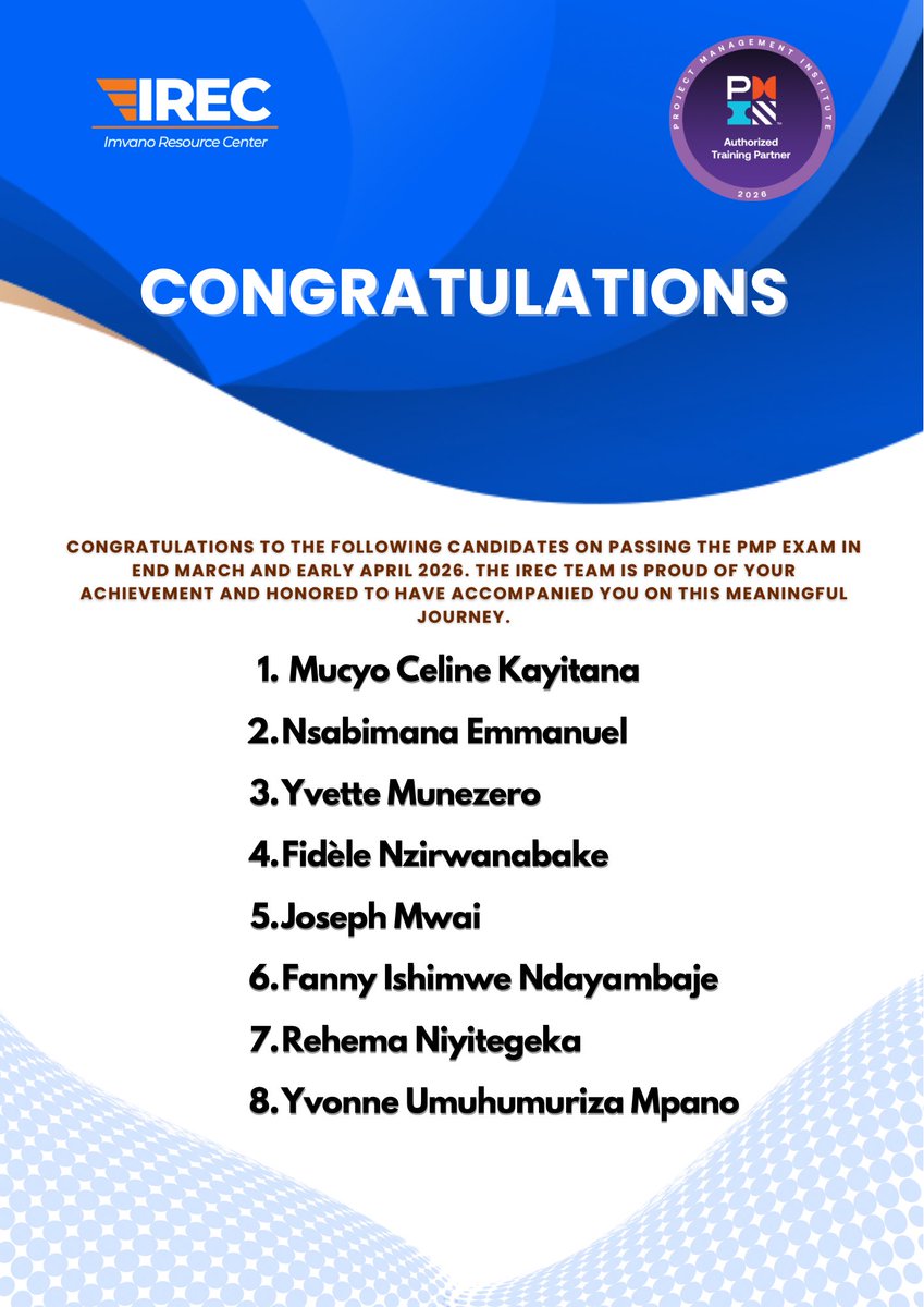 Congratulations to our newly certified PMPs for end March and early April 2026. Well done for this milestone!

We are happy for your achievement and proud to have been part of this amazing journey. We wish you more success ahead!