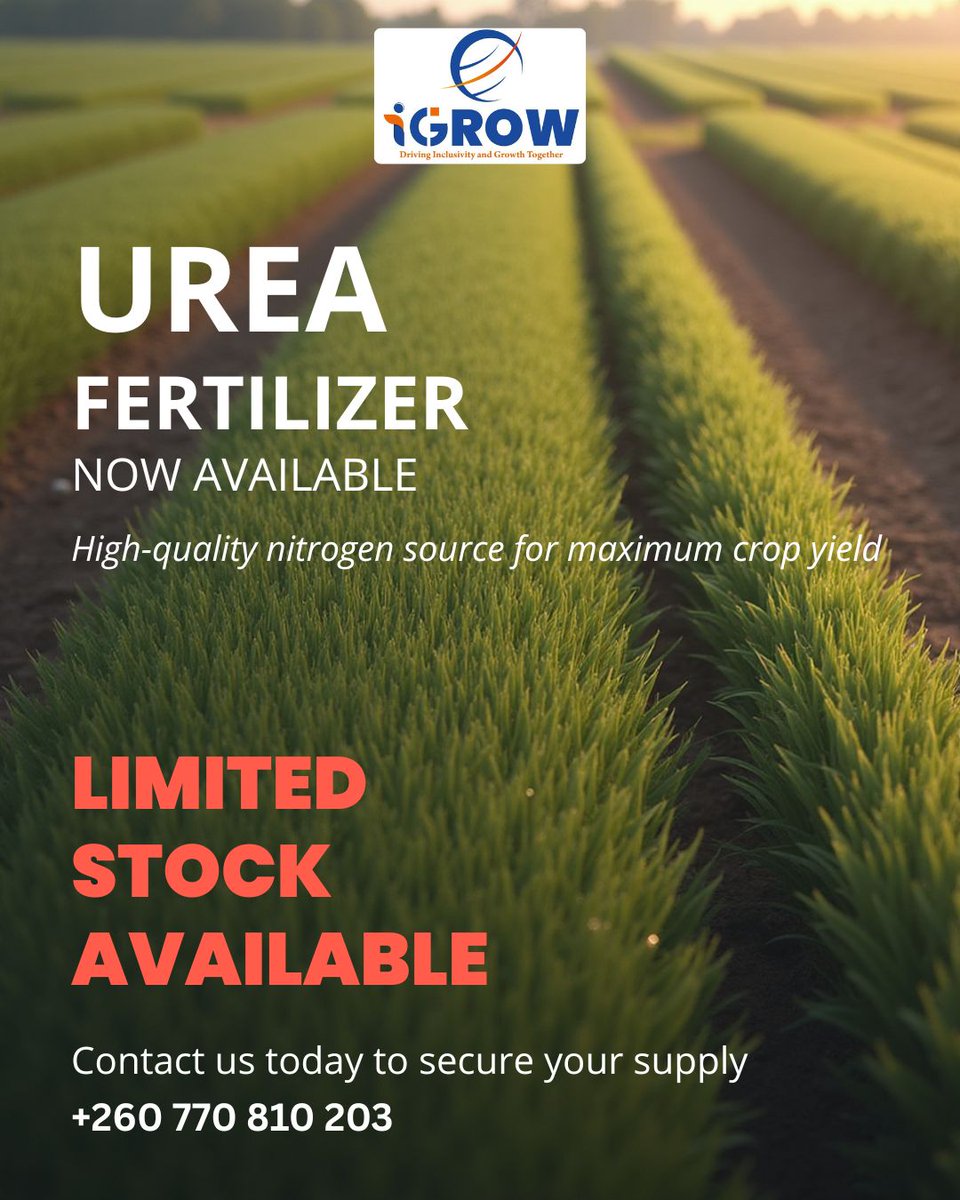 IGROW___'s tweet photo. Power your farm with high-quality Urea – now available with iGROW Resources. Ensure stronger growth, higher yields, and reliable supply when it matters most. 🌱🚜

#iGROWResources #UreaSupply #FertilizerSolutions https://t.co/rKdMXcXkBF