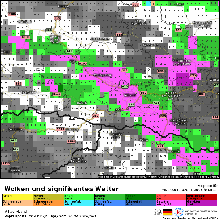 WWien10's tweet image. Besonders am Nachmittag sind laut #ICON-D2 einzelne #Gewitter wieder möglich!