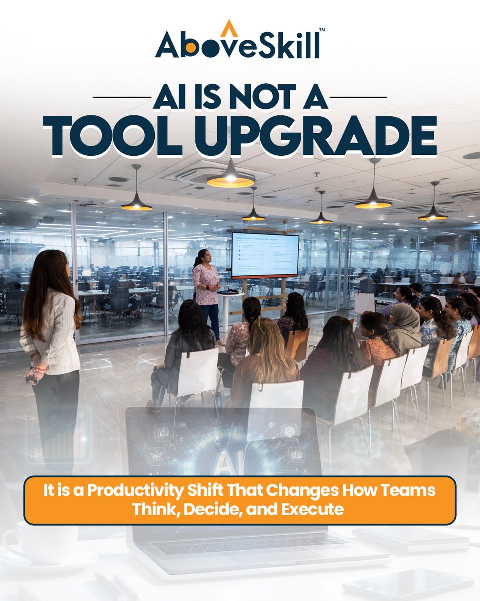 AboveSkill's tweet image. AI isn’t a tool upgrade. It’s a productivity shift.
Train your teams to think, decide &amp;amp; execute with AI.
Gen AI Training by AboveSkill | Online &amp;amp; Offline | Mumbai &amp;amp; Pan India
Connect with us.
#AboveSkill #GenAI #AITraining #Mumbai #PanIndia #FutureOfWork #CorporateTraining