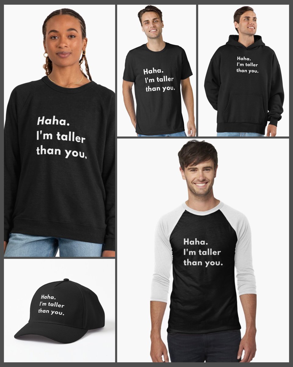 Brightful's tweet photo. New design!
Haha, I’m Taller Than You – Funny Sarcastic Height Joke Design
Available on multiple products.
https://t.co/vr96YvIj9U
#redbubble #findyourthing #sarcastic #funny #quote #saying #humor #cheeky #tallpeople #appareal #tshirt #sweatshirt #giftideas #brightfulcreations https://t.co/wuiXpSJkKg
