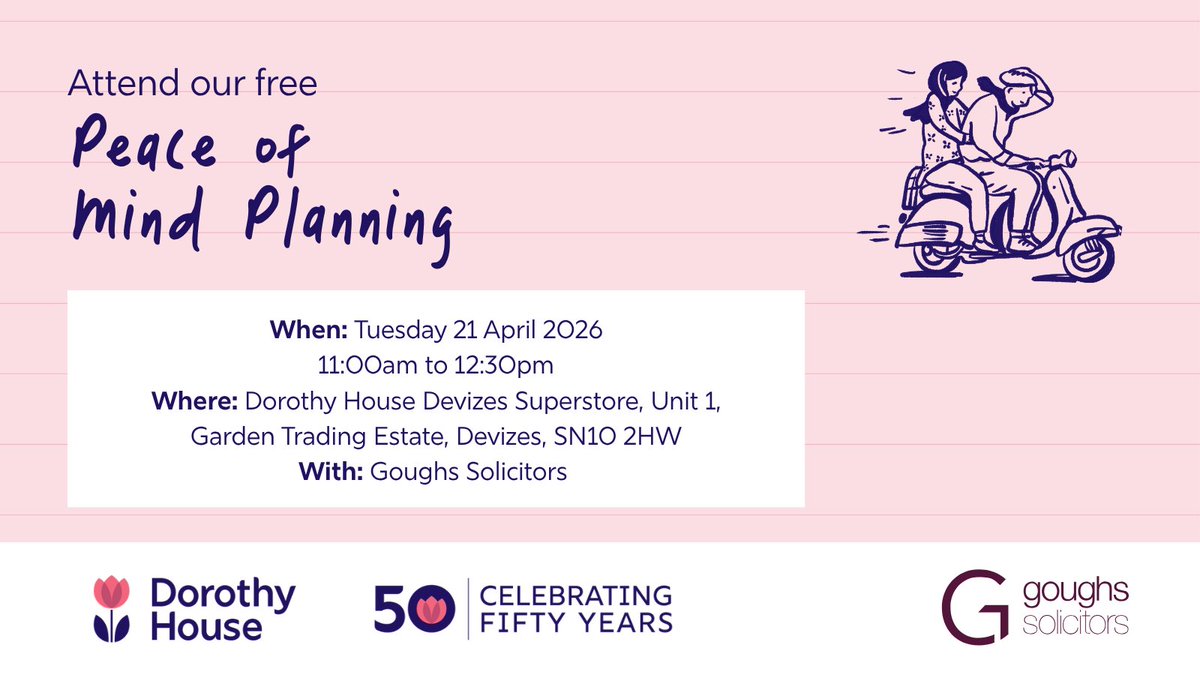 DorothyHouseHC's tweet image. Looking for advice on wills, trusts and lasting powers of attorney? Join us for our Peace of Mind Planning Wills Clinic on Tuesday 21 April and chat to the team from @goughs_lawyers.

#PeaceOfMindPlanning #LegalAdvice #CommunitySupport