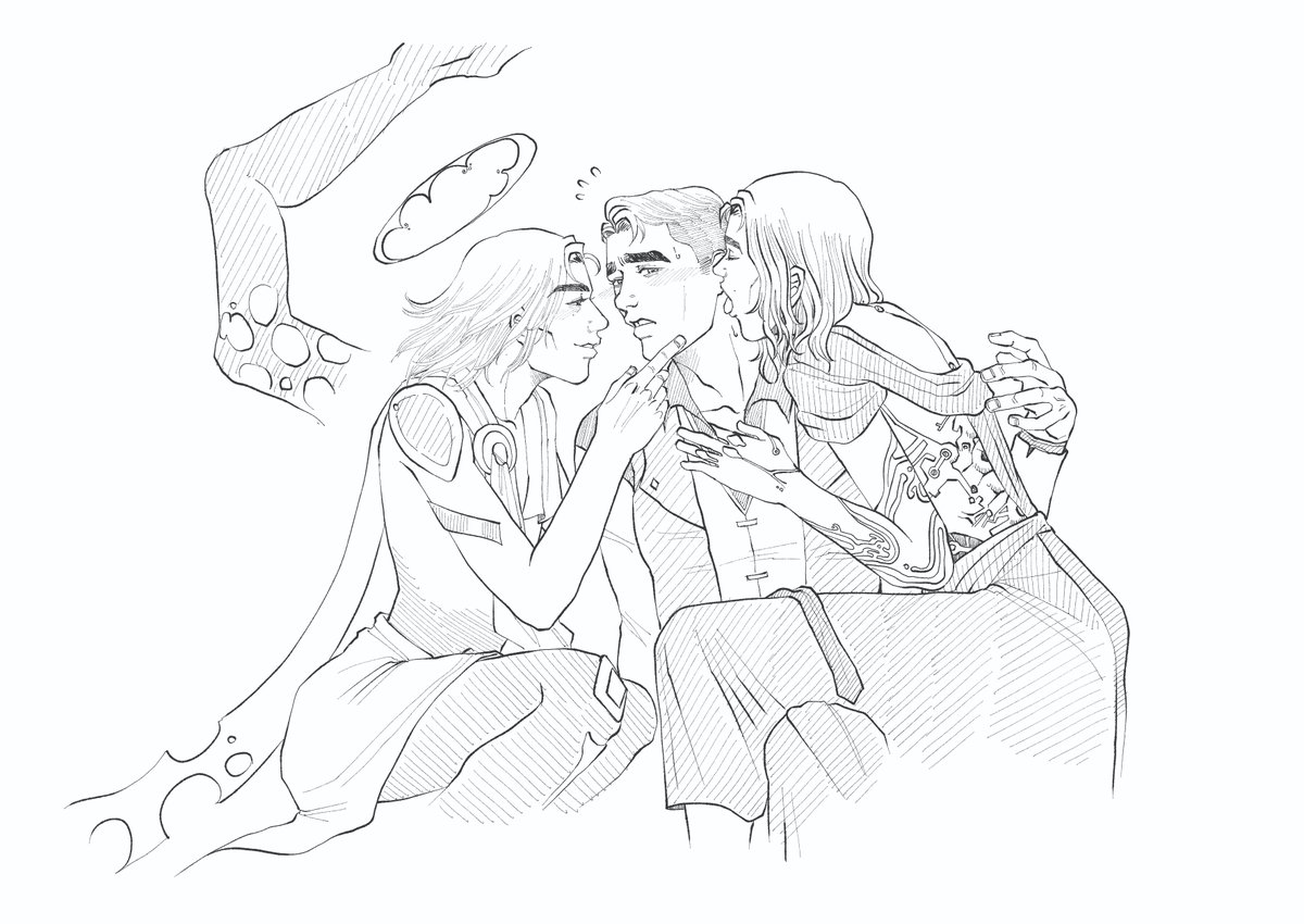 muniverse_cream's tweet photo. #jayvik <배포전 두 번째 낙서북9/16> 1 Jayce X 2 Viktor

Season 1 Jayce looks at Savior Viktor and Commune Viktor, wondering if their waists and legs are finally pain-free, or if their illness is completely cured. Two Viktor find him so adorable that they begin to give him kisses! https://t.co/XI1wH0lcgj