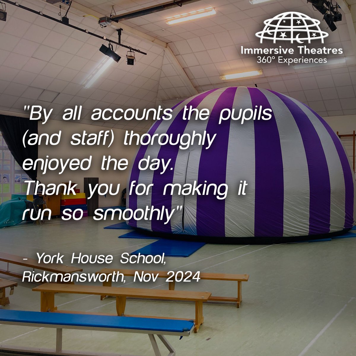 360Theatres's tweet image. 😍 THOROUGHLY ENJOYED THE DAY 😍 - "By all accounts the pupils (and staff) thoroughly enjoyed the day. Thank you for making it run so smoothly" - York House School, Rickmansworth, Nov 2024 #UKEdChat #Teaching #EdTech #EduTwitter #TeacherCommunity #TeacherGrowth #Education #CPD