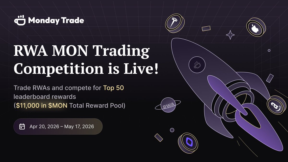 NEW: RWAs are LIVE and we’re kicking things off with a trading competition on <a href="/monad/">Monad</a> 🔥

The Top 50 traders by total RWA trading volume share $11,000 paid in $MON rewards.

• Win in a $11,000 Reward Pool
• Ends May 17
• Min. $15K Volume

Join now 👇