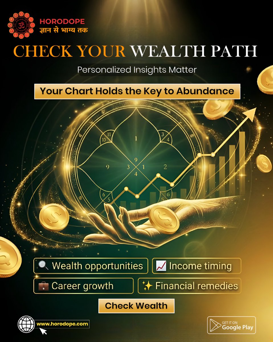 horodope's tweet image. Unlock the secrets of your financial future! 🗝️
Your birth chart holds the key to abundance—discover personalized insights on income timing, career growth, and financial remedies to align with the energy of success. 💰✨

#WealthPath #ZodiacInsights #FinancialAbundance #Horodope