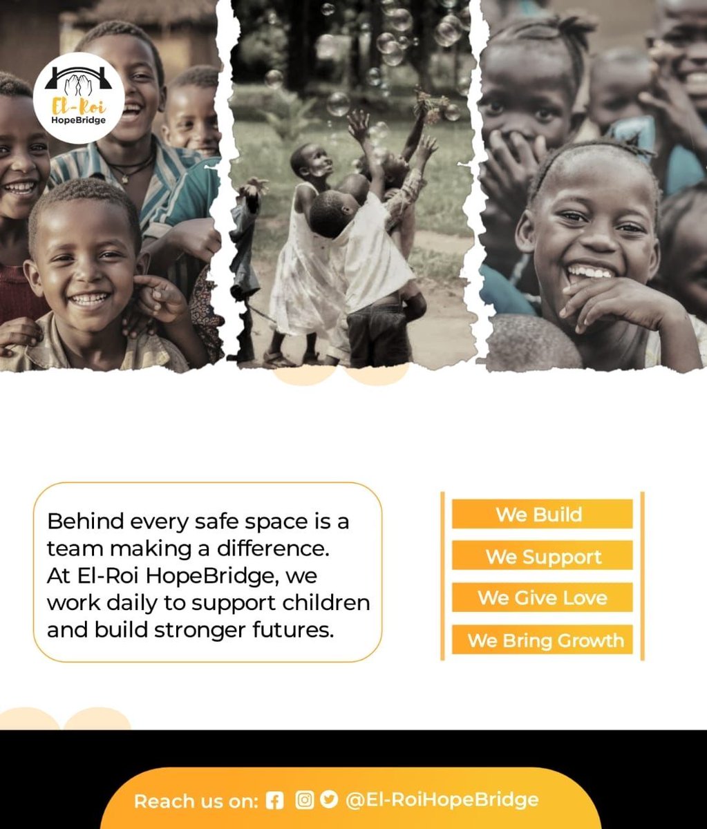 ElRoiHopeBridge's tweet image. Behind every safe space is a team that refuses to stop showing up.

At El-Roi HopeBridge, we work daily to support children and build stronger futures — one child, one safe space, one act of service at a time. 🌿
In your distress, God sees you.

#ElRoiHopeBridge #ChildDevelopment