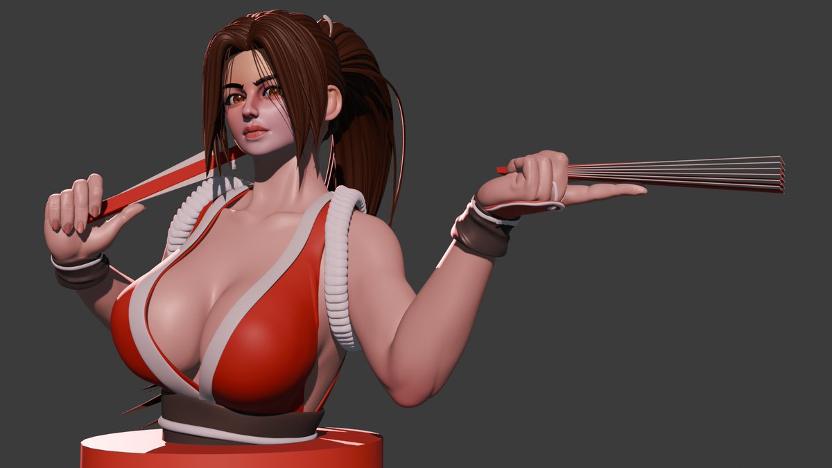 lumpystilskin52's tweet image. Mai Shiranui 3d sculpture #KOF #fanart #3Dmodelling