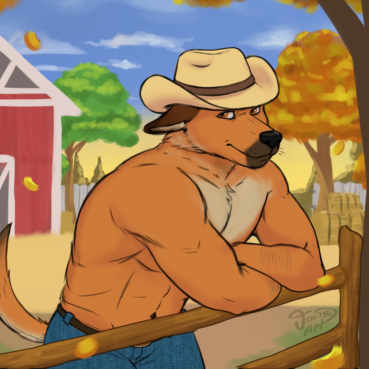 ElJovenJovs's tweet image. This one is called "perrito de rancho"  
#furry #furryart #cowboy #ranchero