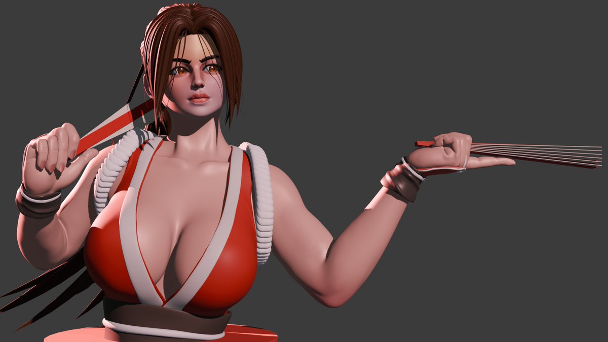 lumpystilskin52's tweet image. Mai Shiranui 3d sculpture #KOF #fanart #3Dmodelling