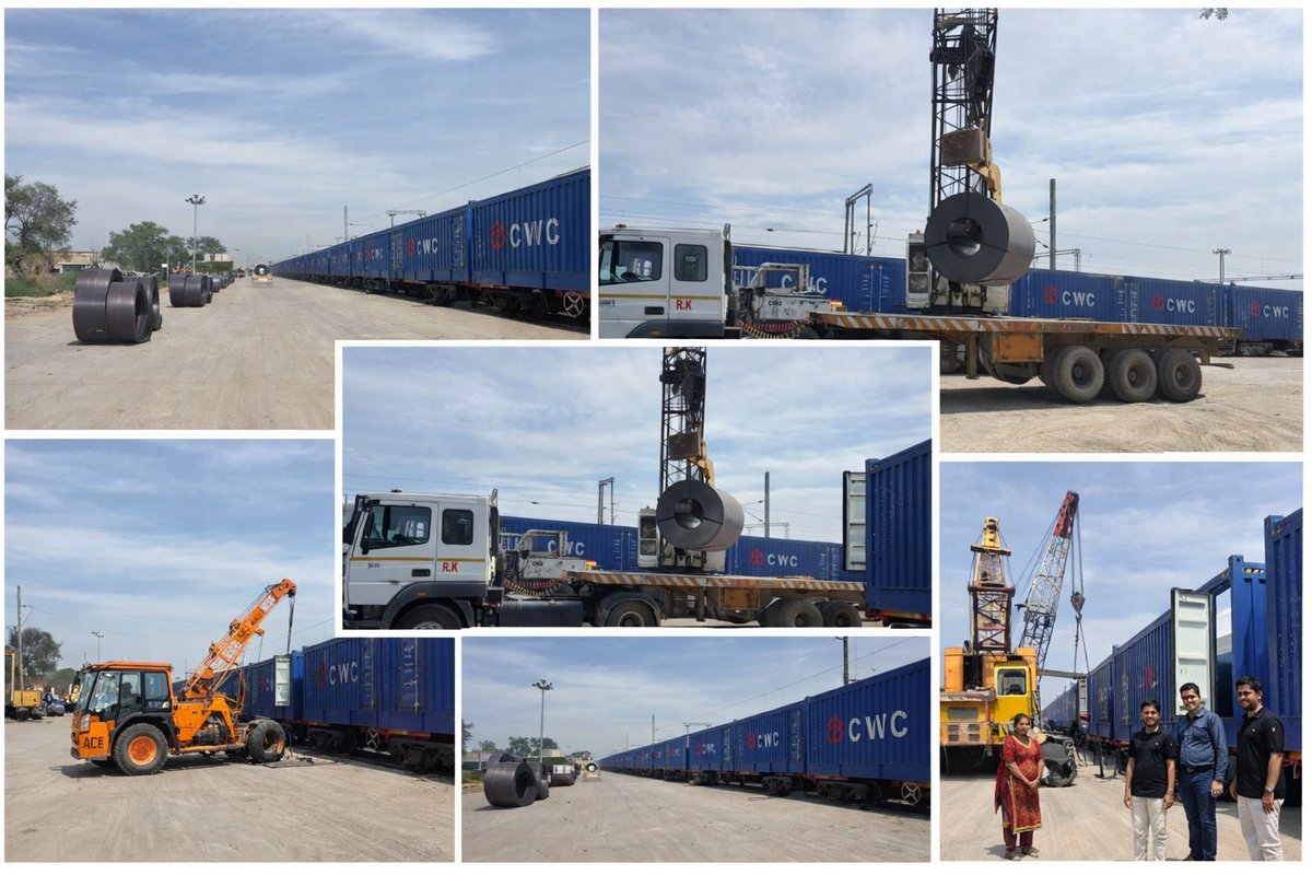 cwcropkl's tweet photo. First rail-containerized consignment for Jindal Steel at Satrod, Hisar successfully handled and transported by the Regional Office, Panchkula. https://t.co/p0dvyCbYzV