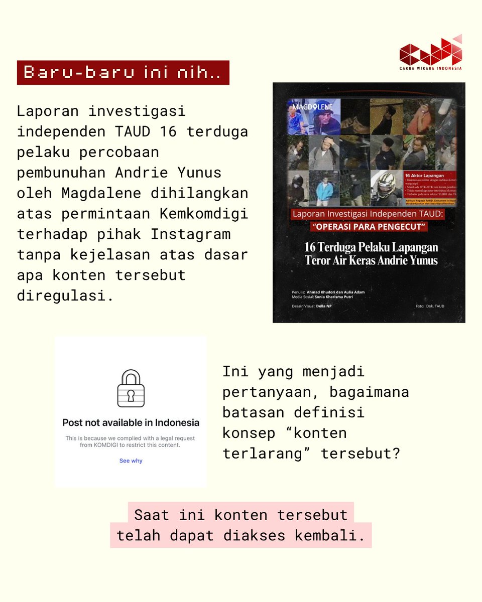 CakraWikara's tweet photo. Kasus ini bukanlah kasus tunggal, tetapi merupakan bagian dari upaya regulasi konten di internet yang lebih luas. https://t.co/LiacxlMrPc