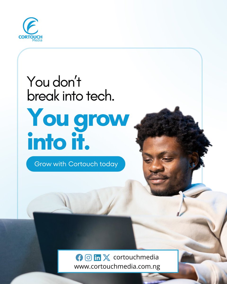 CortouchMedia's tweet image. You don’t break into tech; you grow into it .

#Cortouchmedia  #GrowIntoTech #Techskills #TechGrowth #DigitalSkills  #TechInspiration #TechAdvice #PathToTech #UpSkill #TechCommunity #WomenInTech #DiversityInTech #TechMentorship