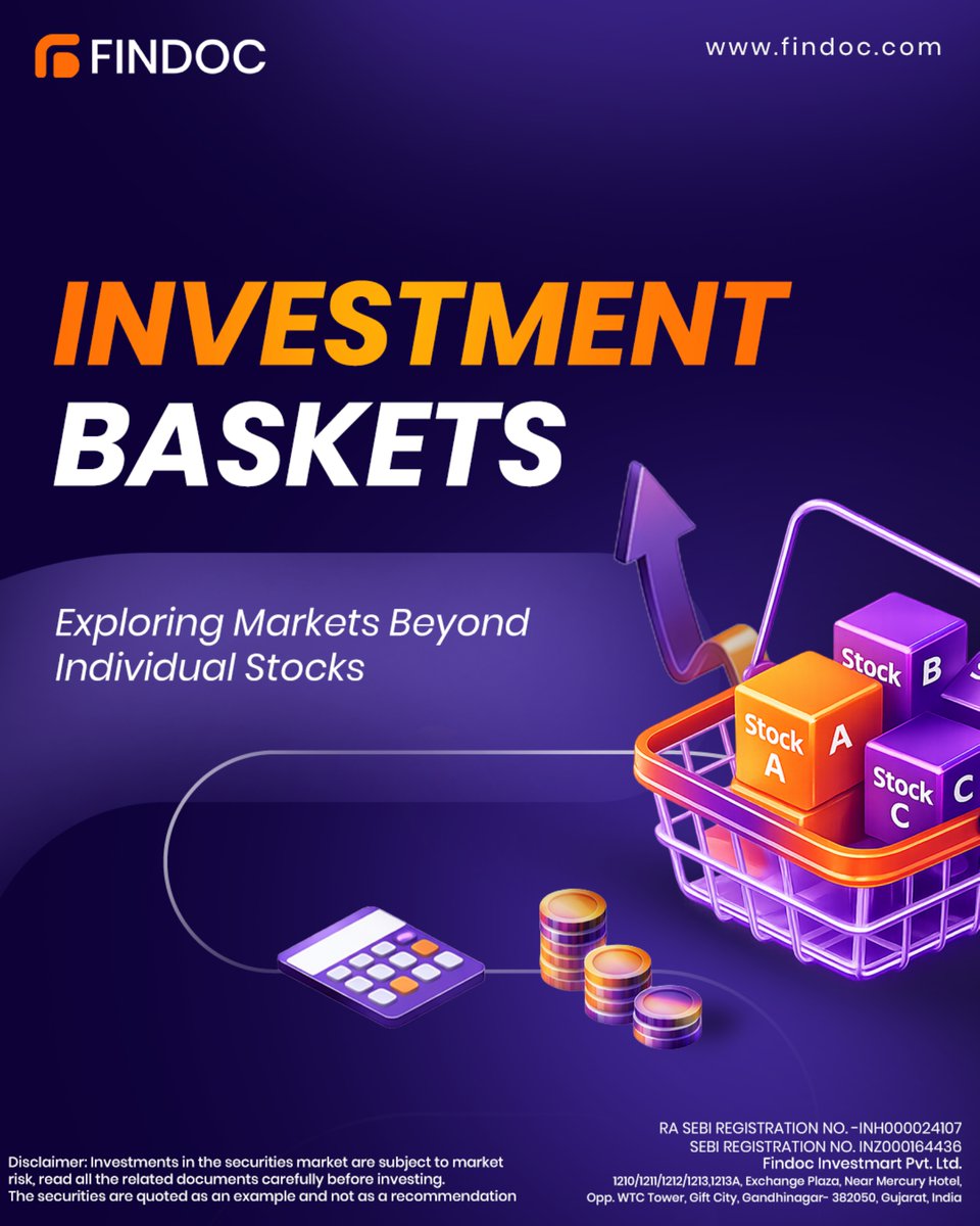 FindocGroup's tweet image. Stop chasing single stocks. Start thinking in baskets.

Explore themes, sectors, and strategies—all in one place.
 
Open your Demat now: findoc.com/open-demat-acc…

#SmartInvesting #findoc #stockmarketindia #growyourwealth #investsmart