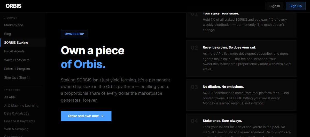 harvemannn's tweet photo. Really the time for AI, I mean at this point nothing's stopping it! 
@OrbisAPI still on it, the X402 traffic is picking up - agents are finding Orbis APIs and our API producers are getting paid in @stripe for subscriptions and @base usdc for x402 traffic. 

Currently 1114 APIs on the marketplace and growing.

If you are a builder we have the APIs you need via x402 per call 0.001 and up or stripe sub api keys.

If you want to own a piece of the marketplace and get 50% of revenue fees weekly- buy and stake $ORBIS.

Revenue is increasing weeky - so is the staking pool 
Currently at $715.