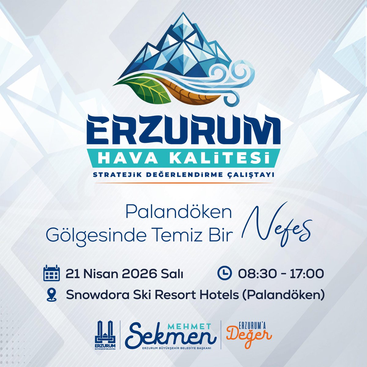 mehmetsekmen's tweet photo. Kıymetli Hemşehrilerim,

Erzurum’umuzun hava kalitesine yönelik “Hava Kalitesi Stratejik Değerlendirme Çalıştayı”mızı 21 Nisan Salı günü Palandöken Snowdora’da gerçekleştireceğiz.

Tüm hemşehrilerimiz davetlidir. https://t.co/NNndcWEPYd