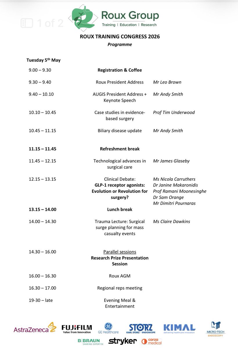 roux_group's tweet photo. ⏳ Sitting the FRCS soon?

The Roux Group Training Congress 2026 is built for last-minute prep:

🧠 Viva-based teaching 
🔍 Complex MDT cases
⚡ High-yield surgical updates
🎤 Mock viva-style discussions

Perfect just before the exam. https://t.co/gvsR6BqQMF