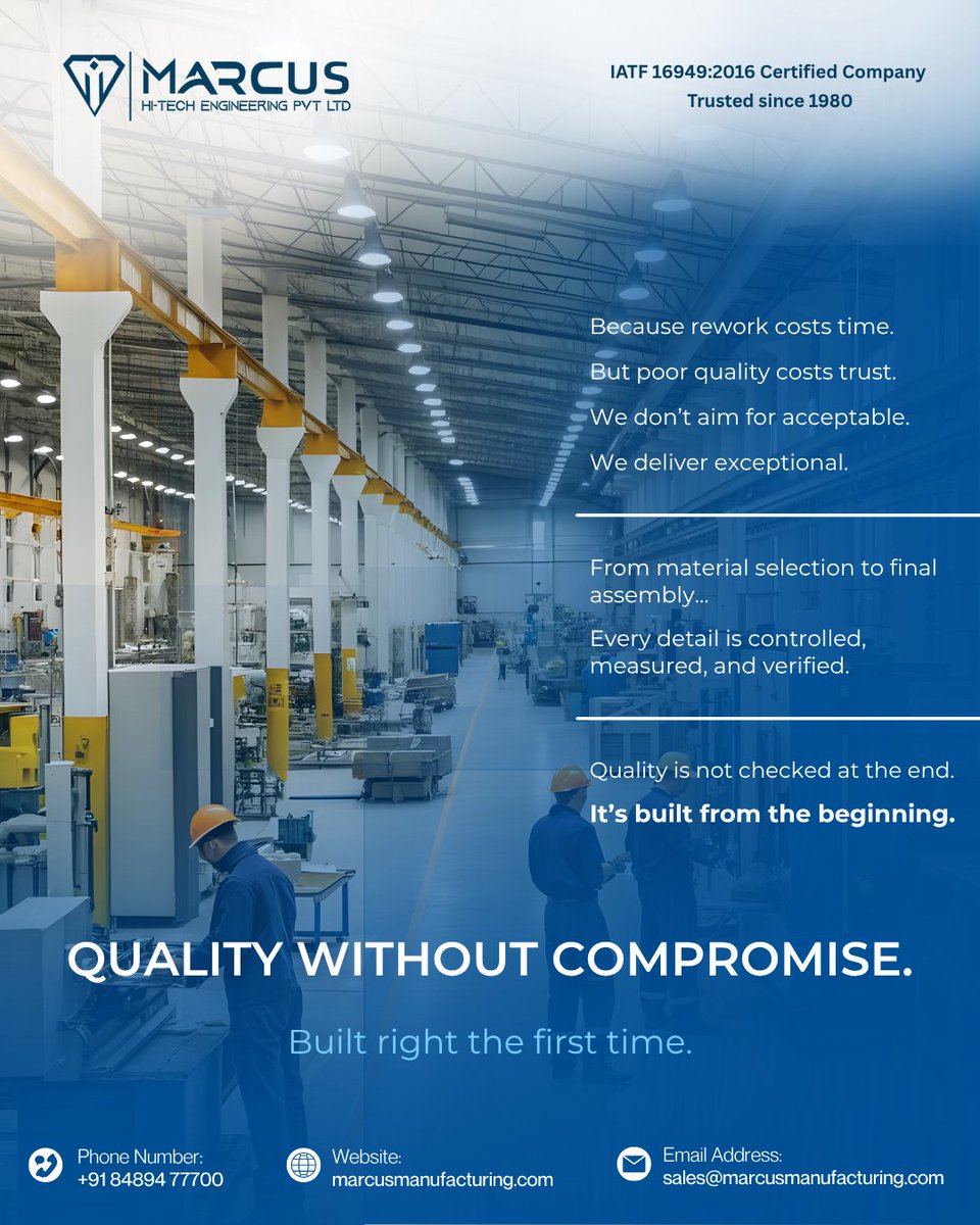 Marcus7432's tweet image. Built Right from the Start

Quality isn’t inspected at the end—it’s engineered into every step. At Marcus, precision, control, and consistency ensure you get it right the first time, every time.

#Quality #ManufacturingExcellence #Reliability