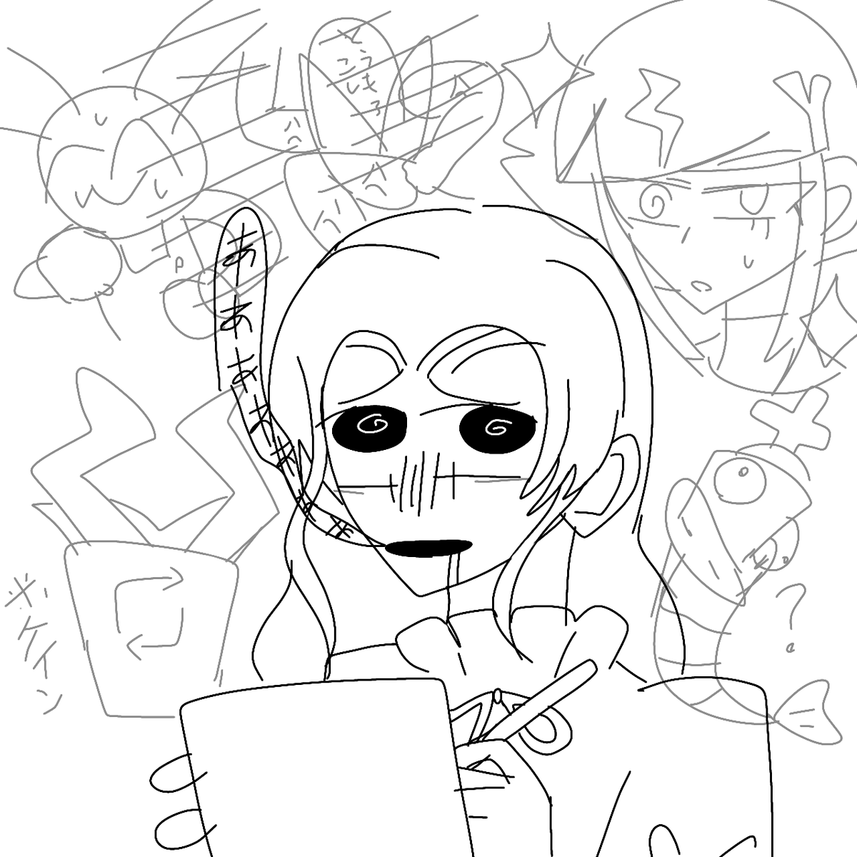 スランプで描くものが何も浮かばないガングル(擬人化)(+ズーブル擬人化)
手が左利きになってるのは気にしない