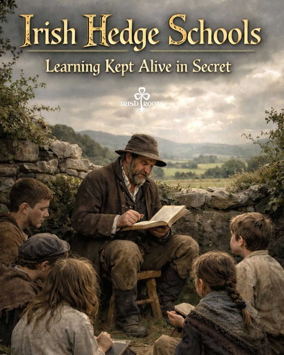 ThisIsIreland3's tweet image. 📚 Hedge schools kept learning alive when formal routes were limited 🇮🇪

During the 18th &amp;amp; early 19th centuries, informal schools operated across rural Ireland at a time when access to formal Catholic education was restricted and uneven ☘️

📸 Irish Roots

#History #Ireland