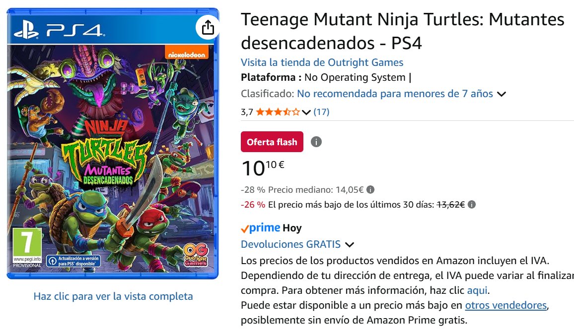 PlayVerso's tweet image. Tortugas Ninja: Mutantes Desencadenados por 10'10€ en Amazon.

amzn.to/4cT0XFU

#PS4