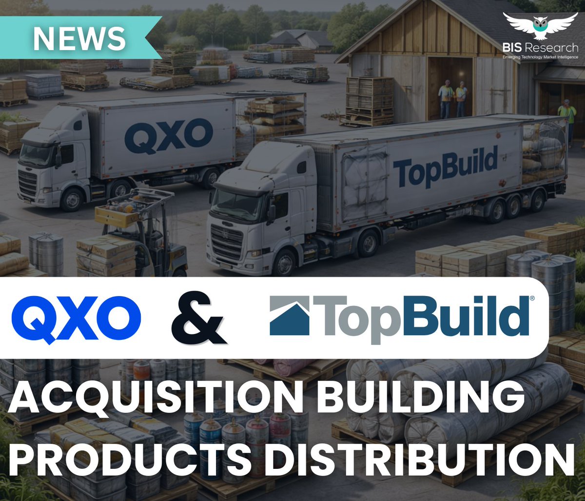 BISResearch's tweet image. QXO agreed to acquire TopBuild for $17 billion, expanding building-products distribution, insulation installation, and value-chain scale in an accretive transaction. 
 
#MergersAndAcquisitions #BuildingProducts #ConstructionIndustry #ValueChain #PrivateEquity
