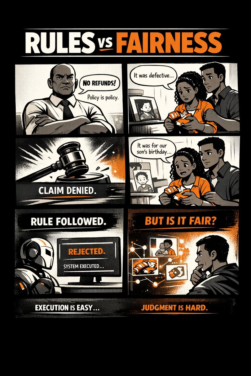 Emmaoptimist's tweet photo. Rules vs Fairness( @GenLayer) 

In the average Nigerian home, rules are final. Context doesn't exist. 

You come home late = You’re in trouble. 
You talk back = punishment.
You break something = consequences.

No context. No explanation.
Just outcome.

And honestly… a lot of the systems we use today still work like that.

Code executes.
Contracts trigger.
AI responds.

Input gives Output.

Clean. Predictable. Deterministic.

But life isn’t.

What if you came home late because you were helping someone?

What if “talking back” was actually you explaining yourself?

What if breaking something prevented something worse?

Now the rule isn’t enough anymore.
You need judgment.

That’s the gap most technology hasn’t solved.

We’ve built systems that can execute perfectly…
but can’t understand.

This is where subjectivity becomes important.

Not randomness.
Not bias.

But the ability to evaluate context.

To ask:
Not just “Did this happen?”

But “What should happen, given the situation?”

For example: 

• A refund system that understands fairness, not just policy

• A dispute system that evaluates intent, not just transactions

• A fraud system that sees nuance, not just patterns

That’s a different kind of infrastructure.

One that behaves less like rigid rules…
and more like human judgment, in this case emotion is not attached. 

We’re moving from systems that enforce rules to systems that interpret reality.
And that shift changes everything.

The shift rests on @GenLayer!