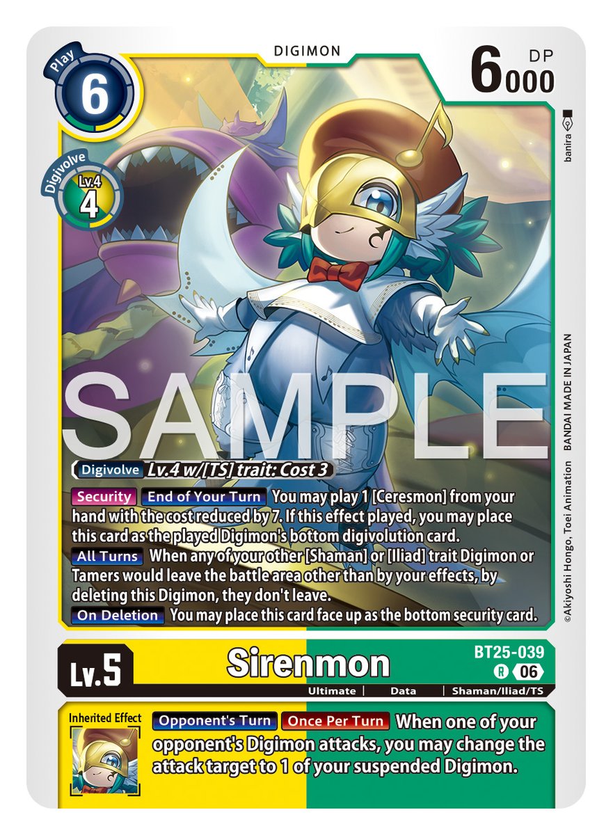 digimon_tcg_EN's tweet image. [REVEALS]

Hello Digimon Tamers!
Today’s card is [BT25-039 Sirenmon]! #TIMESTRANGER

BOOSTER DUAL REVOLUTION [BT-25]
In stores May, 2026!
world.digimoncard.com/products/pack/…

#DigimonCardGame
#DigimonTCG
#Digimon