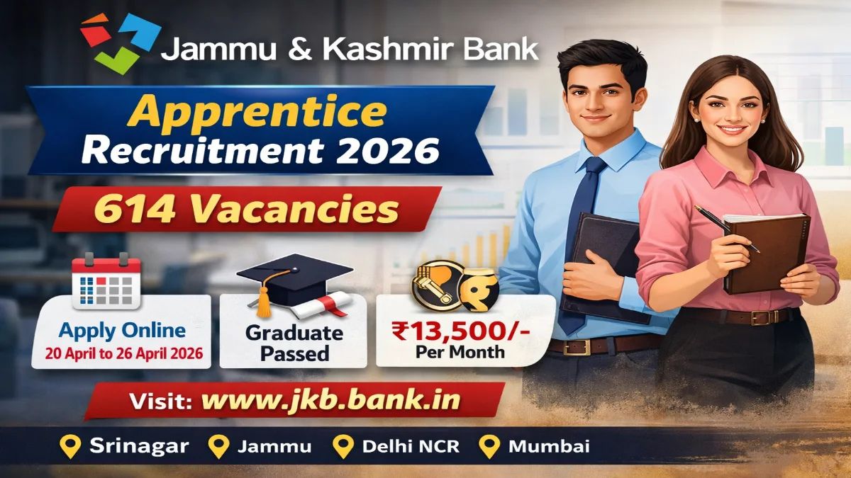 Sarkari_Result1's tweet image. #JKBank #Apprentices Recruitment 2026 Out – Apply Online 614 Posts🔥🔥
@Sarkari_Result1 #SarkariResult #BankJobs

Click Below Link To Apply👇
sarkariresult.app/jk-bank-vacanc…