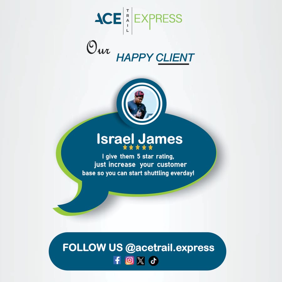 AcetrailExpres's tweet photo. Happy New Week from all of us at Acetrail Express. Experience our premium and comfortable rides to your destinations in Port Harcourt, Uyo, and Calabar. We look forward to serving you.
#AcetrailExpress #PremiumTravel #TravelNigeria https://t.co/Kbq4n58EBH