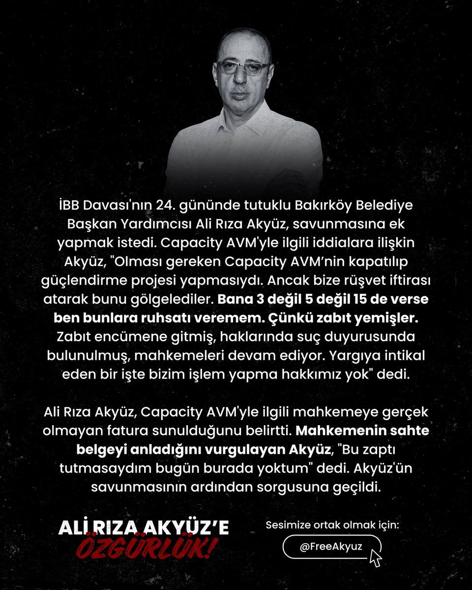 freeakyuz's tweet photo. Duruşma devam ediyor…

#AliRızaAkyüz https://t.co/0pv1LSyPvu