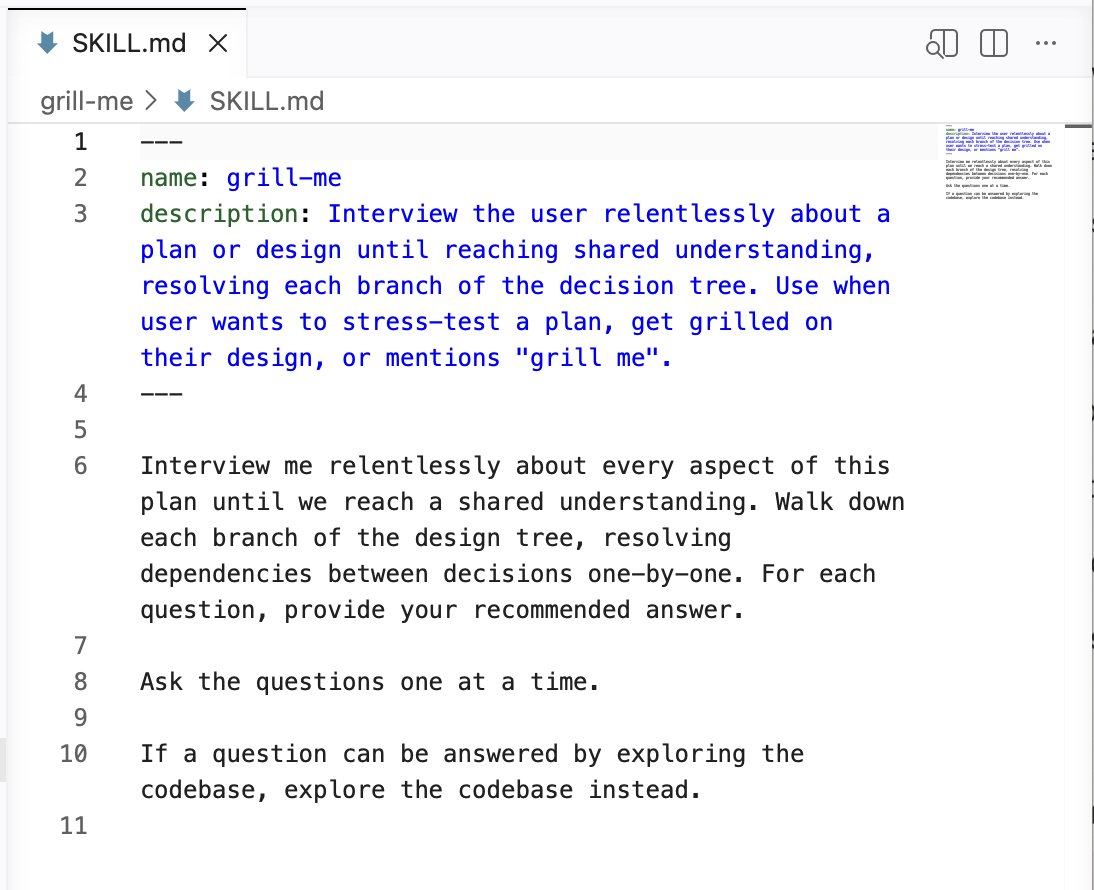 profrodai's tweet photo. Are agentic skills simply a new way to store and organize prompts?

I’ve checked out some popular skills on GitHub, and I’m surprised that many are just a single simple prompt, like: "Interview me relentlessly about every aspect of this plan until we reach a shared understanding."

One reason might be that we never really learned how to prompt well. Prompting was often seen as a temporary skill or even as "pseudo-engineering."

Even as the models improve, it makes less sense to start every prompt with "You are a world-class X."

When we structure prompts well, or what we call 'skills', we get more consistent results from these models. 

You don’t always have to, but adding a role to your prompt and giving clear instructions can help.

So what if we never really learned how to do all this?

Luckily, that’s where repositories and directories of SKILL.MDs can help.

This example shows how much we can get out of a simple prompt, without using tool calls or writing 100 lines of instructions. Even now, four years into ChatGPT, we’re still just scratching the surface of what’s possible with LLMs.

That’s why I encourage everyone to keep looking for ways to improve their prompting if they want to build better agents, harnesses, or skills.