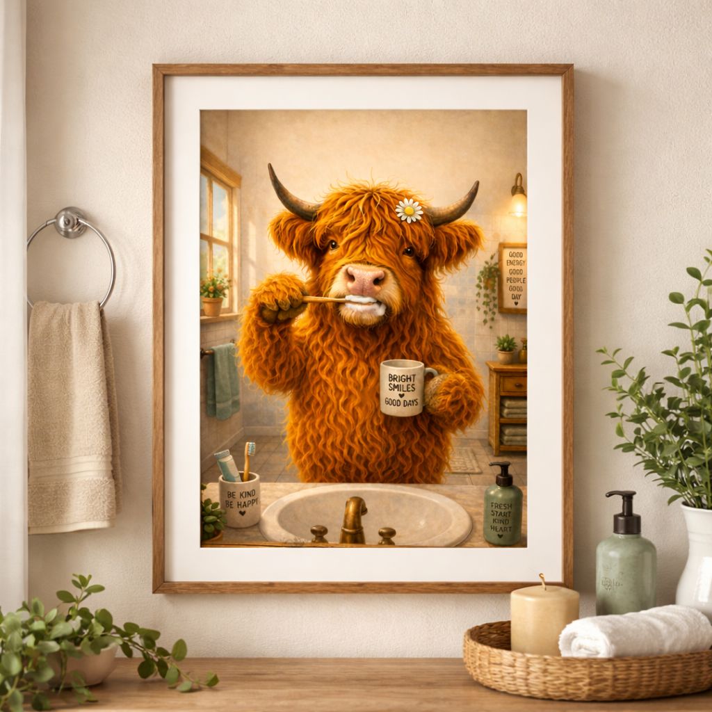 BJDesignsX's tweet image. Highland Cow Bathroom Wall Art Printable, Funny Cow Brushing Teeth Print, Farmhouse Bathroom Decor, Cute Animal Art, Rustic Bathroom Poster 

bjdesignsx.etsy.com/uk/listing/449… 

#homedecor
#wallart
#bathroomart
#highlandcow